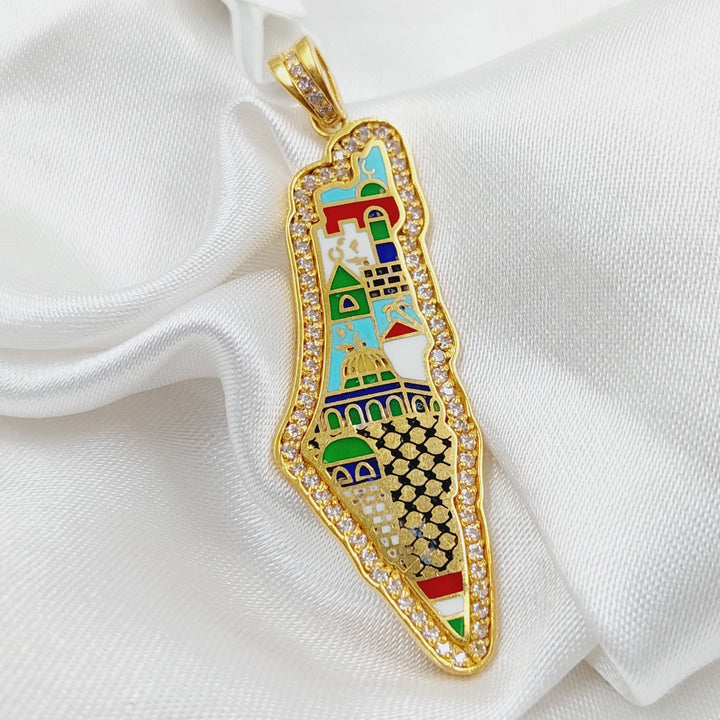 21K Gold Palestine map Pendant by Saeed Jewelry - Image 1