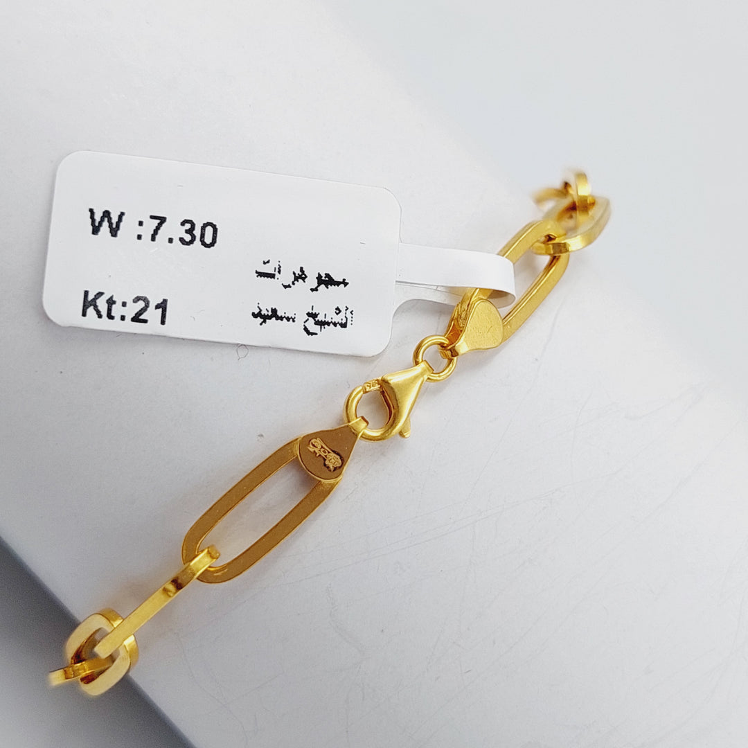 21K Gold Paperclip Bracelet by Saeed Jewelry - Image 3