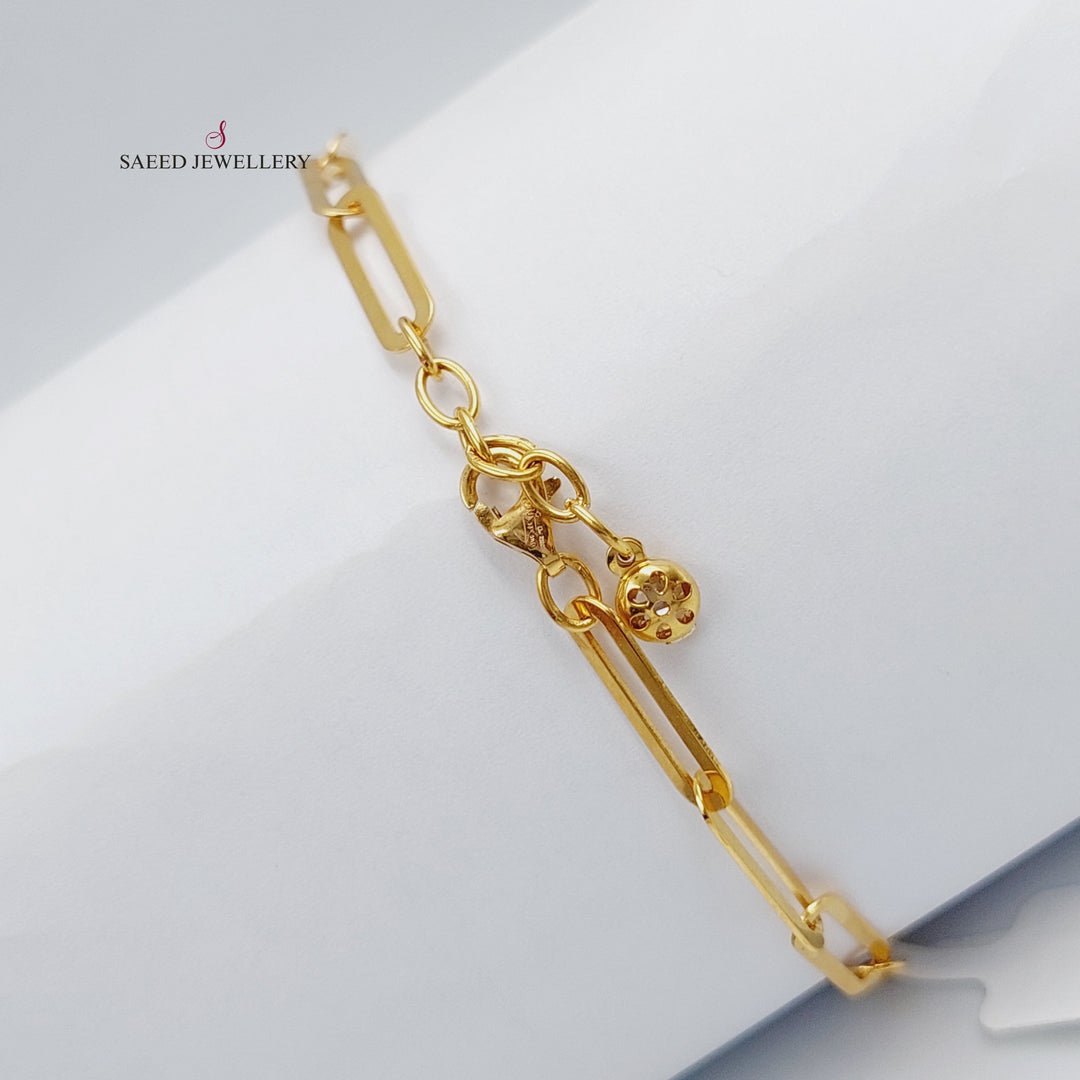 21K Gold Paperclip Bracelet by Saeed Jewelry - Image 3