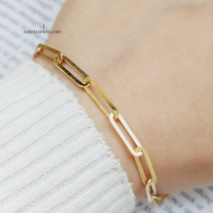 21K Gold Paperclip Bracelet by Saeed Jewelry - Image 4