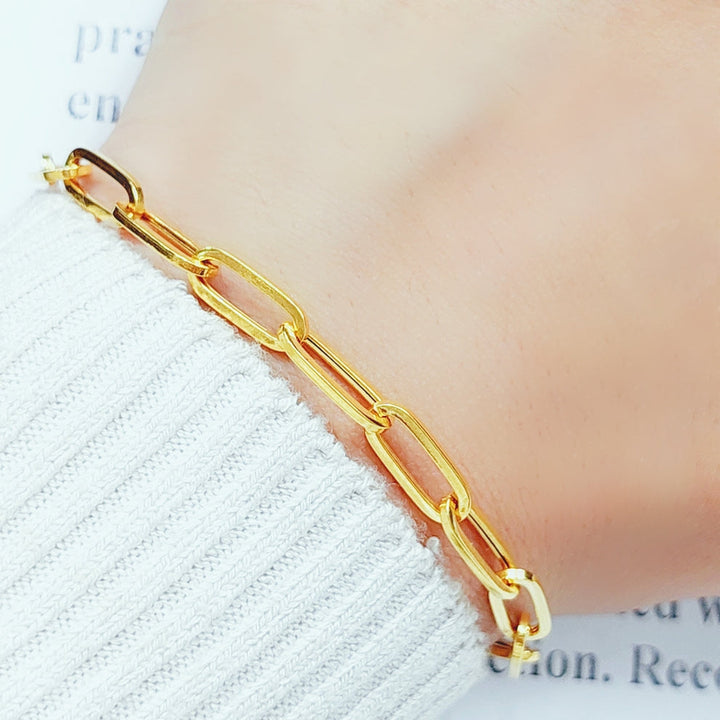 21K Gold Paperclip Bracelet by Saeed Jewelry - Image 5