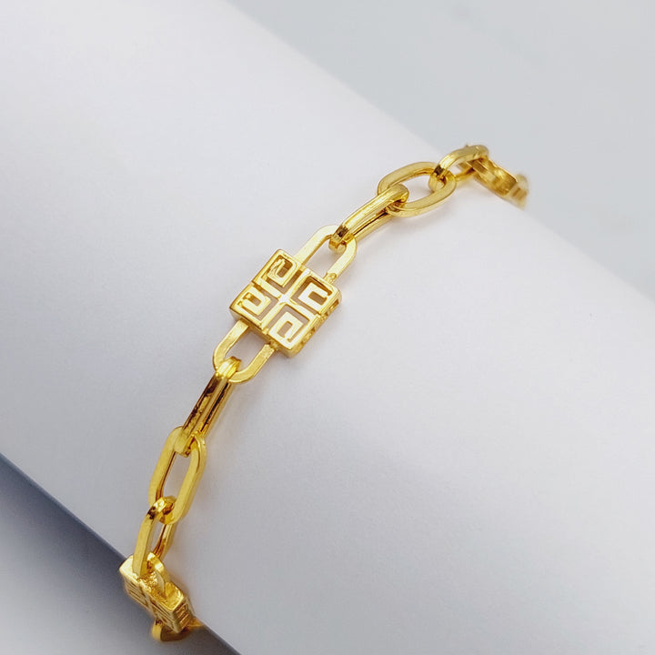 21K Gold Paperclip Bracelet by Saeed Jewelry - Image 2