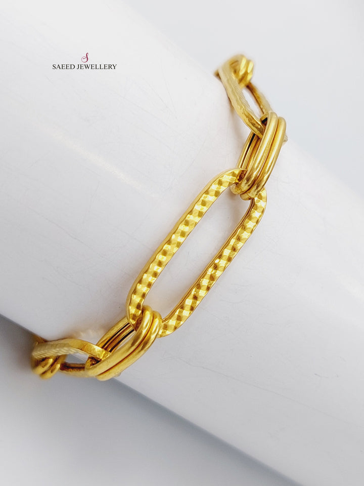 21K Gold Paperclip Bracelet by Saeed Jewelry - Image 2