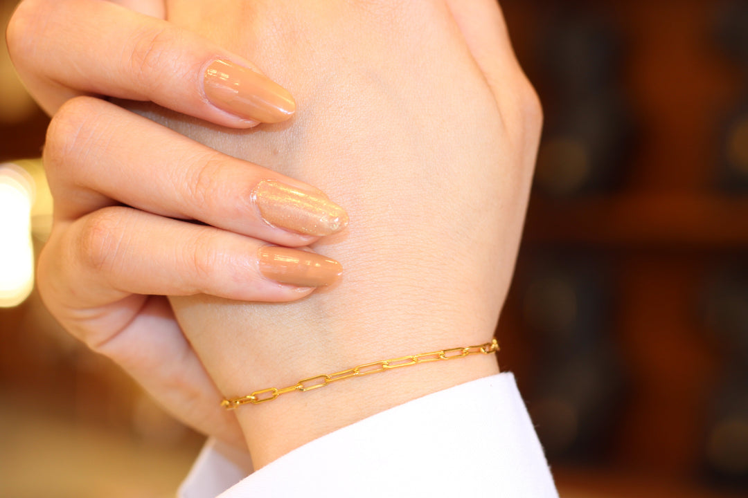 21K Gold Paperclip Bracelet by Saeed Jewelry - Image 3