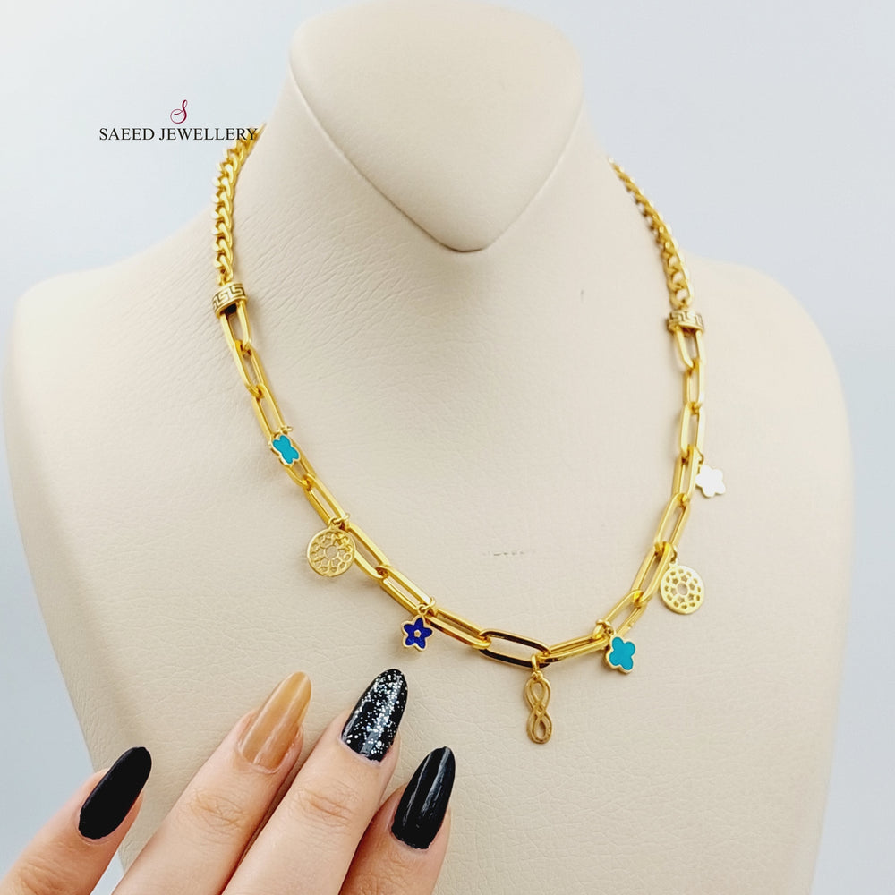 21K Gold Paperclip Enamel Necklace by Saeed Jewelry - Image 2