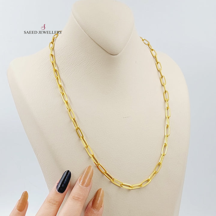 21K Gold Paperclip Necklaceer 50 cm by Saeed Jewelry - Image 2