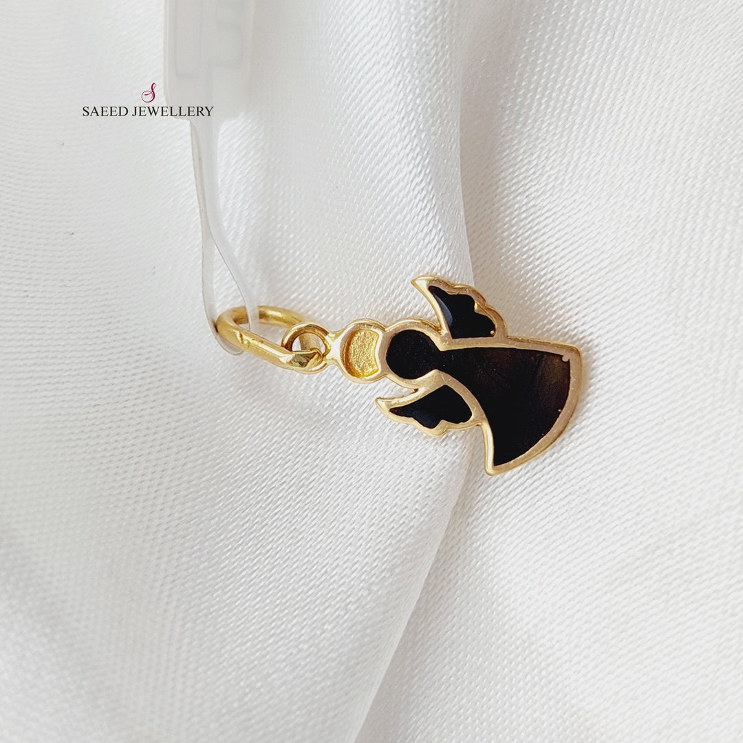 21K Gold Pendant Enamel Angel by Saeed Jewelry - Image 6