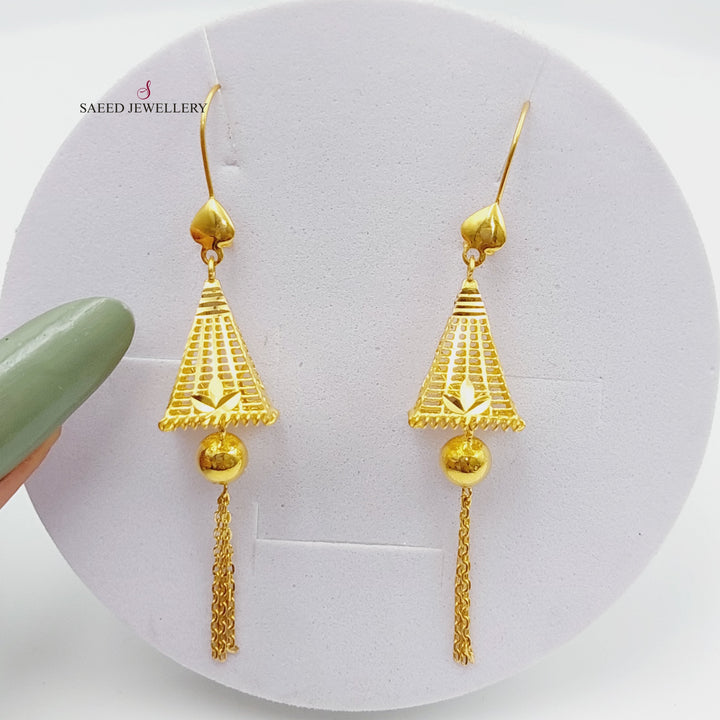 21K Gold Pyramid Earrings by Saeed Jewelry - Image 3