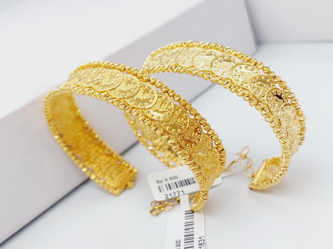 21K Rashadi Bracelet Made of 21K Yellow Gold by Saeed Jewelry-اسوارة-اثمان-نطاق-واحد