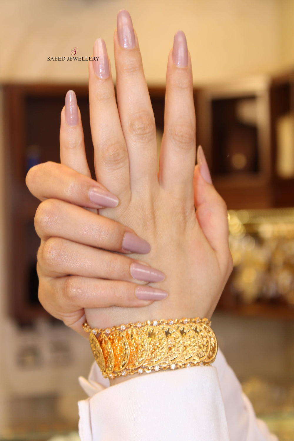 21K Gold Rashadi Fancy Bracelet by Saeed Jewelry - Image 2