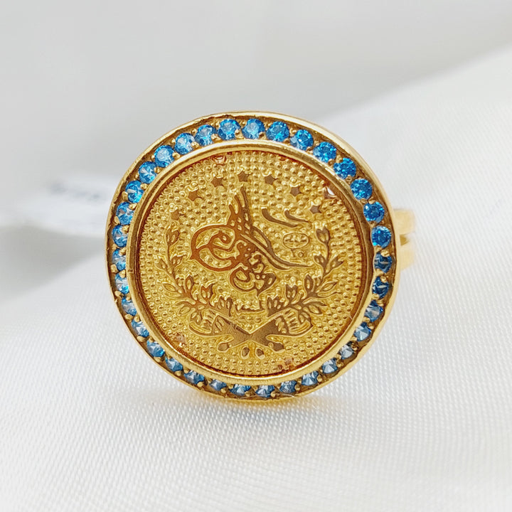 21K Gold Rashadi Zirconia Ring by Saeed Jewelry - Image 3