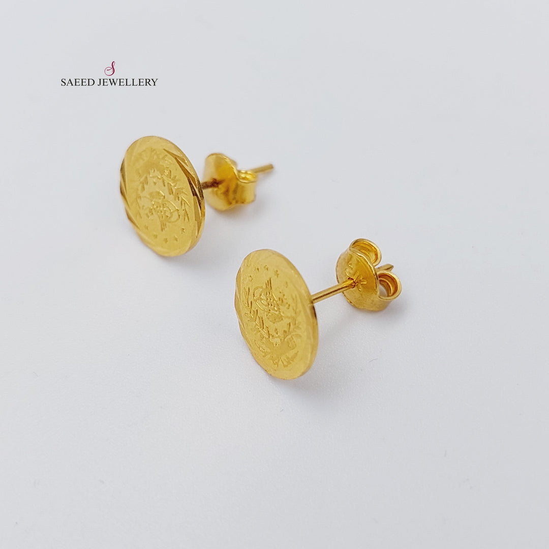 21K Gold Rashadi screw Earrings by Saeed Jewelry - Image 3