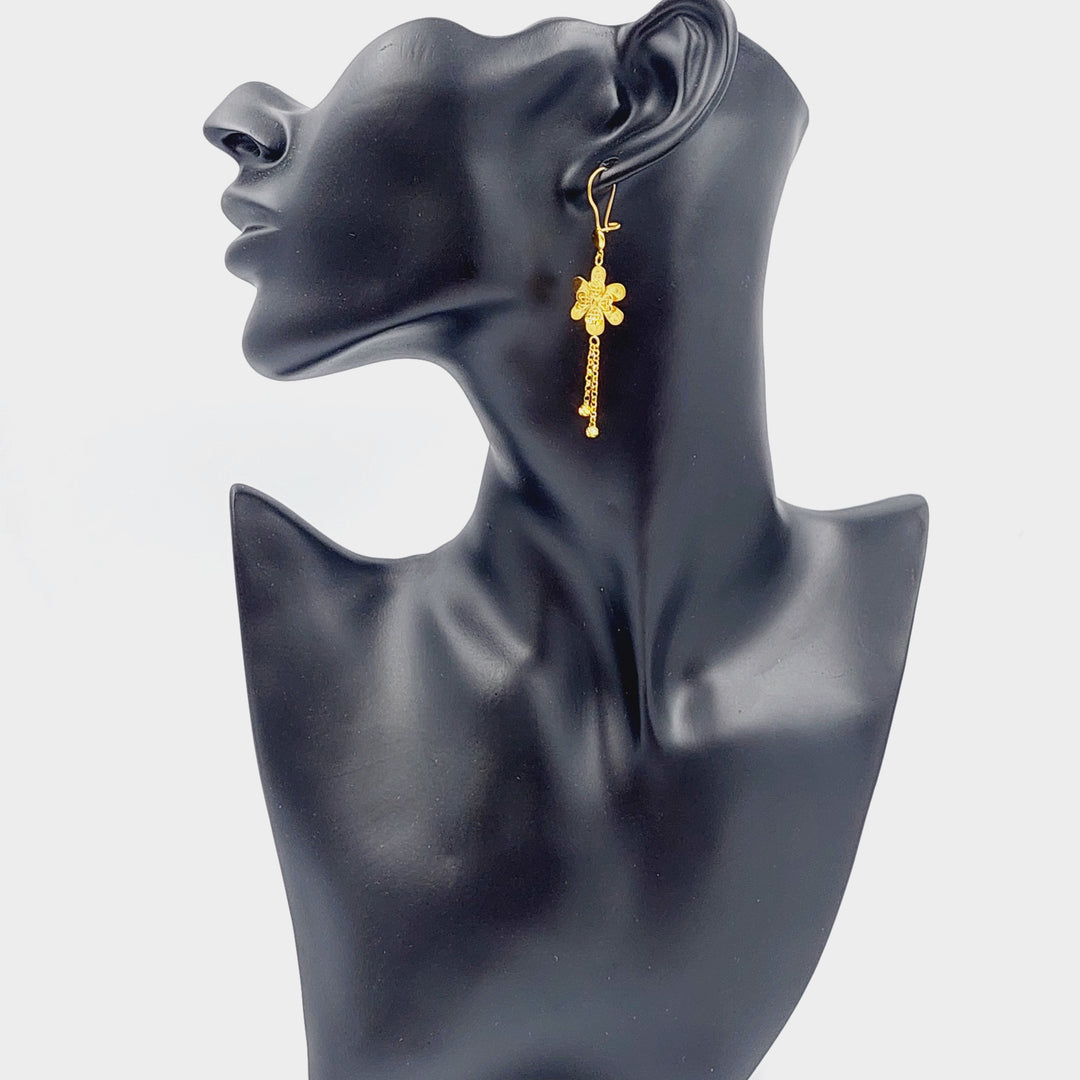 21K Gold Rose Earrings by Saeed Jewelry - Image 3