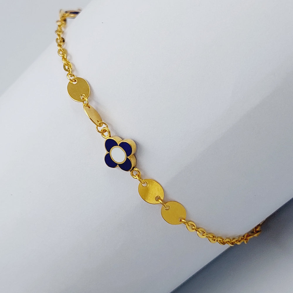 21K Gold 21K Clover Enamel Bracelet by Saeed Jewelry - Image 2