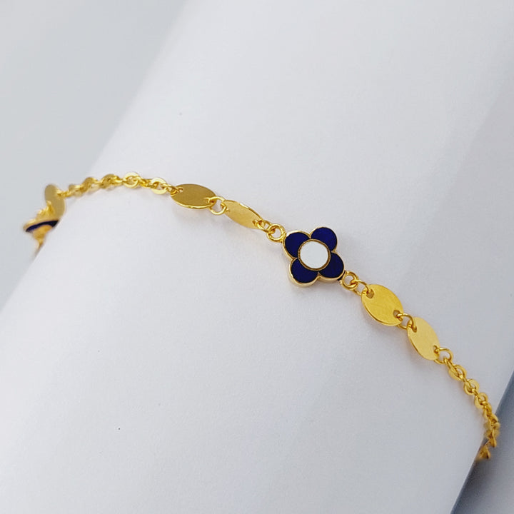 21K Gold 21K Clover Enamel Bracelet by Saeed Jewelry - Image 1