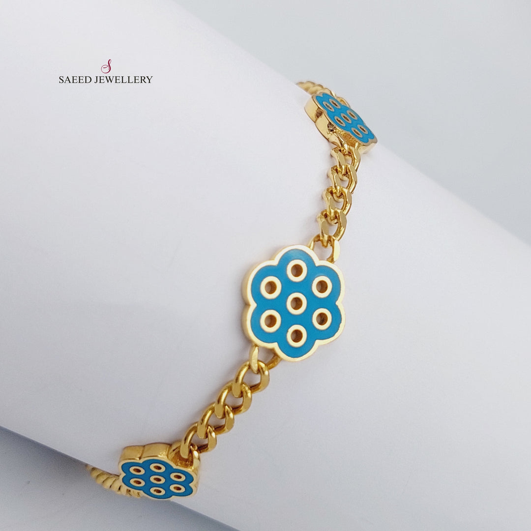 21K Gold Rose Enamel Bracelet by Saeed Jewelry - Image 3