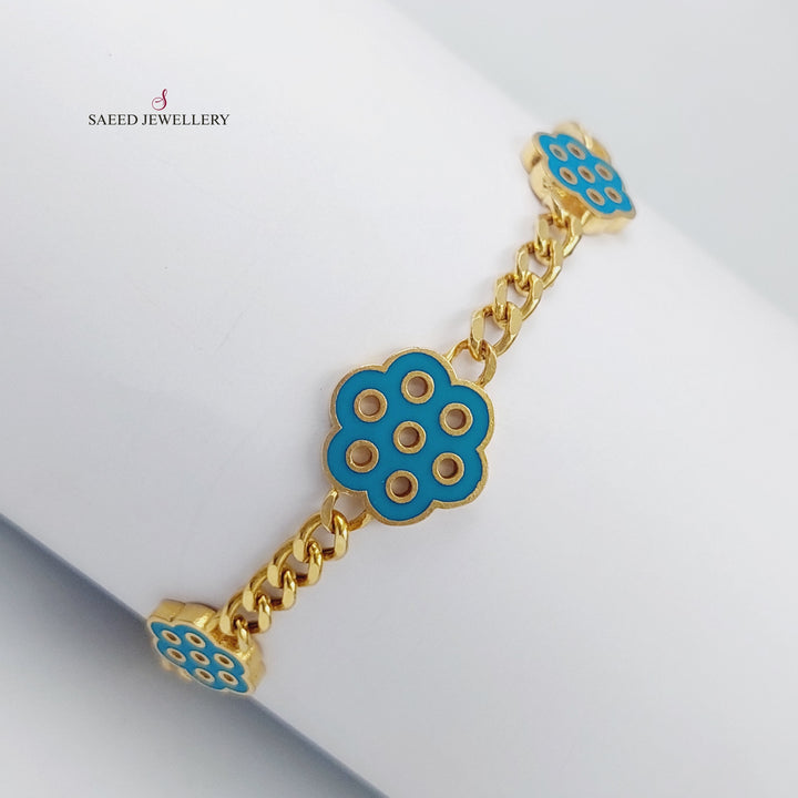 21K Gold Rose Enamel Bracelet by Saeed Jewelry - Image 4