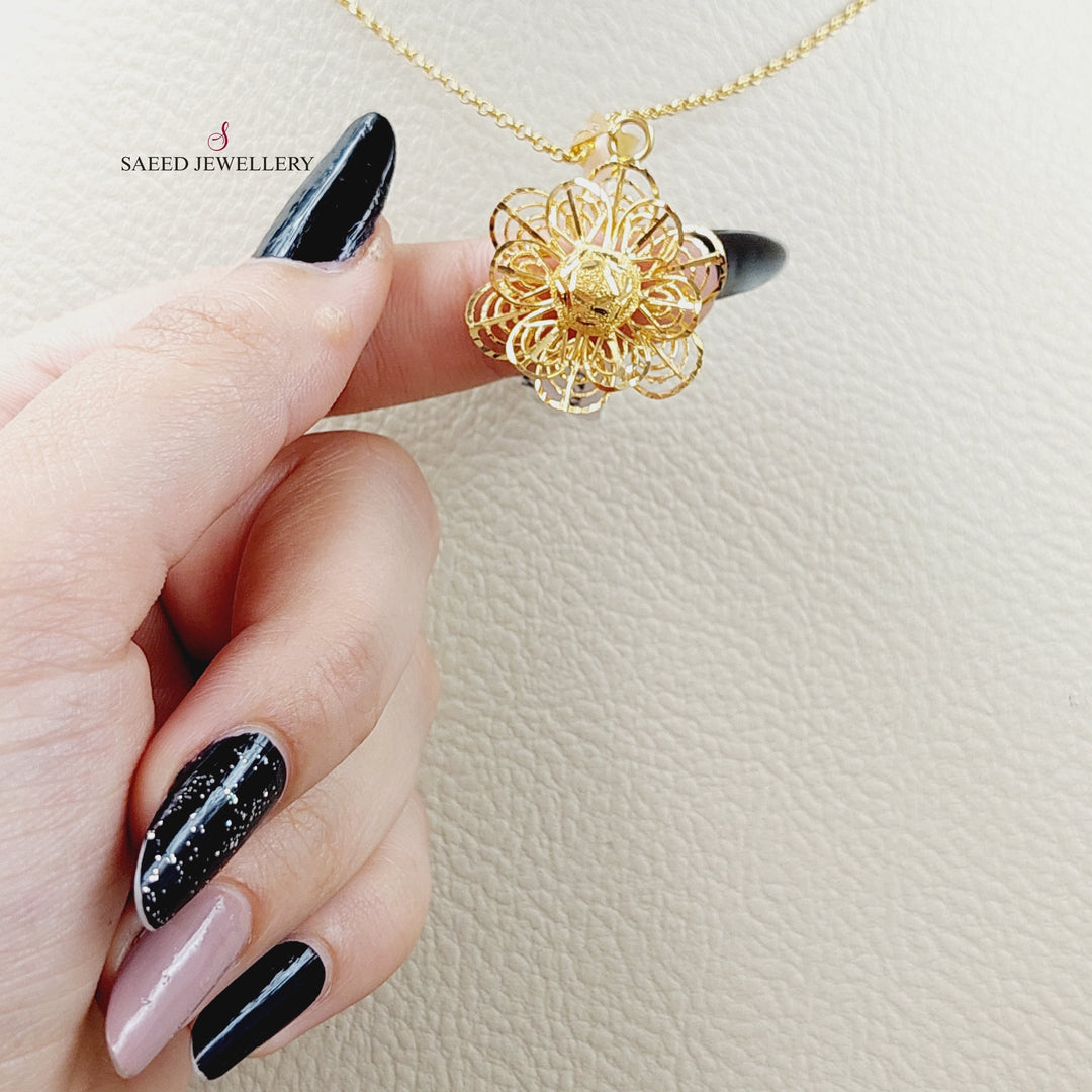 21K Gold Rose Pendant by Saeed Jewelry - Image 5