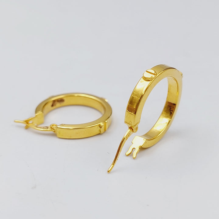 21K Rounded Earrings Made of 21K Yellow Gold by Saeed Jewelry-25311