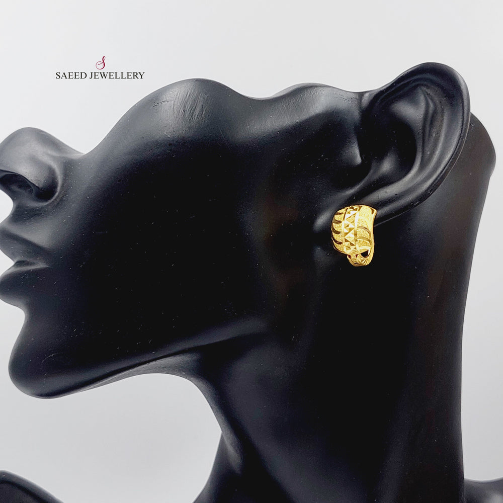 21K Rounded Earrings Made of 21K Yellow Gold by Saeed Jewelry-26606