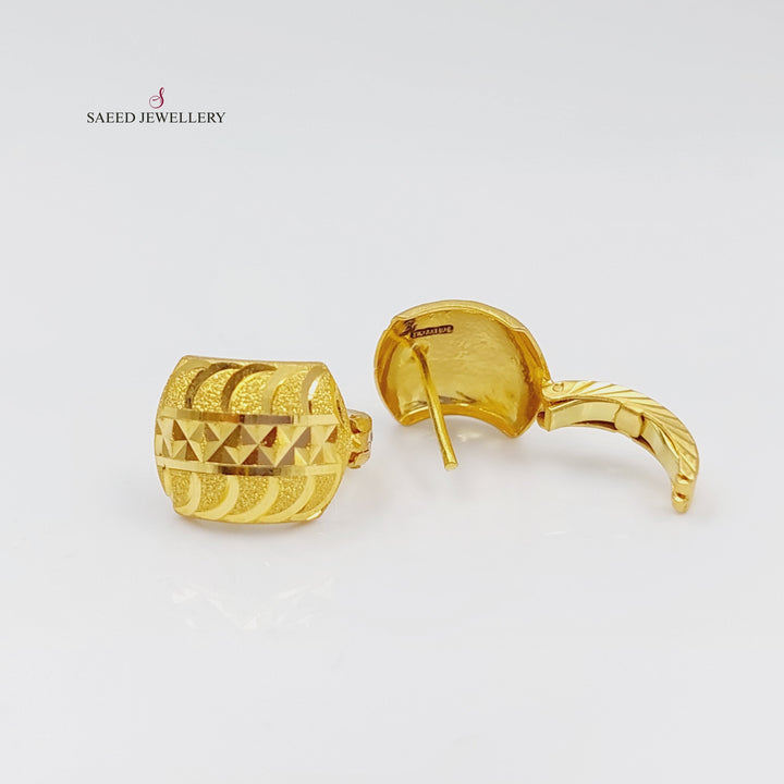 21K Rounded Earrings Made of 21K Yellow Gold by Saeed Jewelry-26606