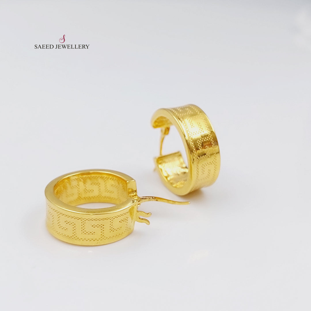 21K Rounded Earrings Made of 21K Yellow Gold by Saeed Jewelry-26671