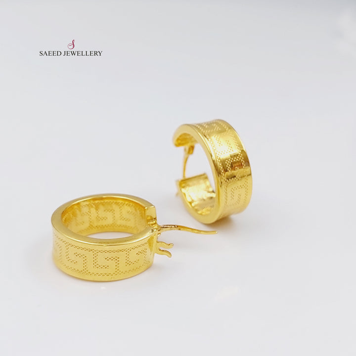 21K Rounded Earrings Made of 21K Yellow Gold by Saeed Jewelry-26671