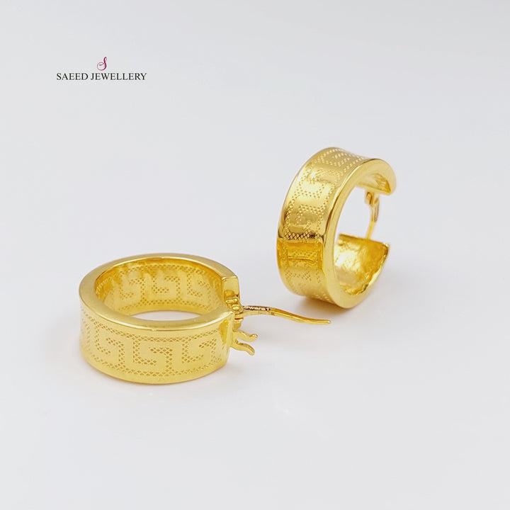 21K Rounded Earrings Made of 21K Yellow Gold by Saeed Jewelry-26671