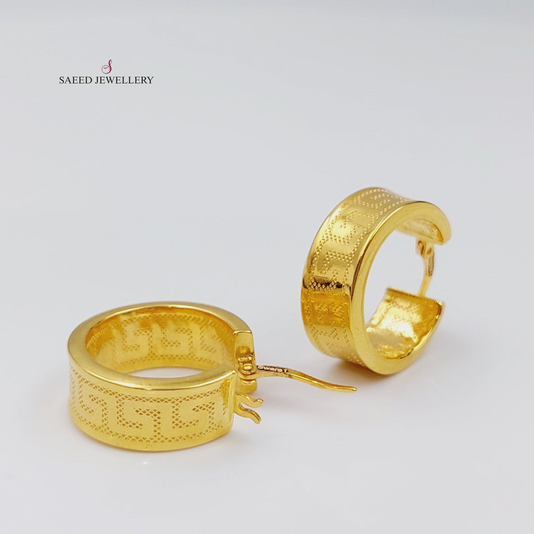 21K Rounded Earrings Made of 21K Yellow Gold by Saeed Jewelry-26671