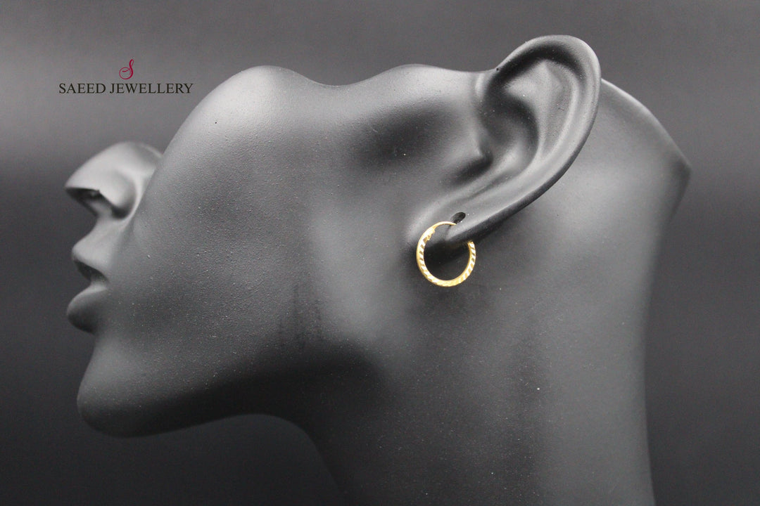 21K Rounded Earrings Made of 21K Yellow Gold by Saeed Jewelry-حلق-ذبلة-سادة