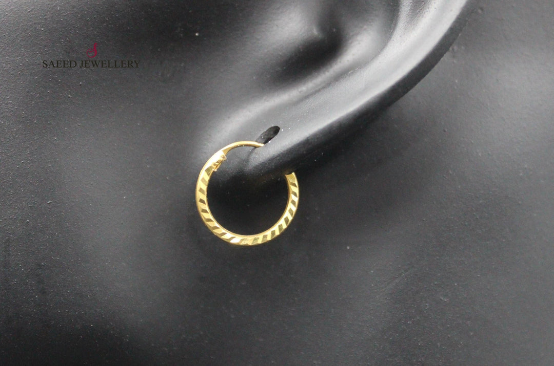 21K Rounded Earrings Made of 21K Yellow Gold by Saeed Jewelry-حلق-ذبلة-سادة