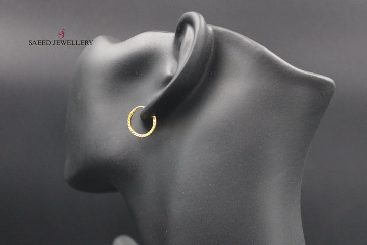 21K Rounded Earrings Made of 21K Yellow Gold by Saeed Jewelry-حلق-ذبلة-سادة