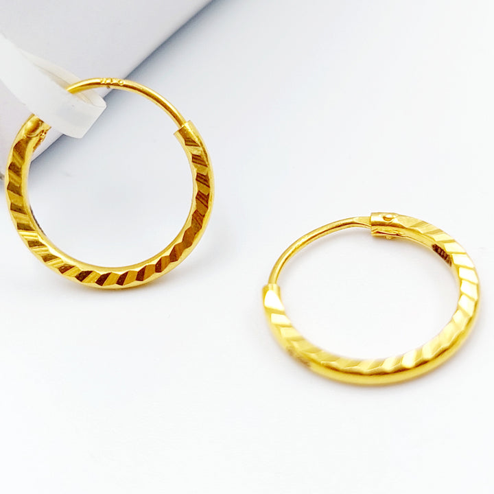 21K Rounded Earrings Made of 21K Yellow Gold by Saeed Jewelry-حلق-ذبلة-سادة