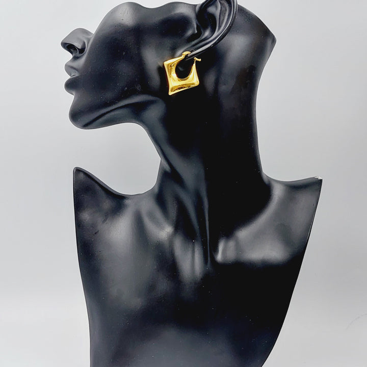 21K Rounded Turkish Earrings Made of 21K Yellow Gold by Saeed Jewelry-26476
