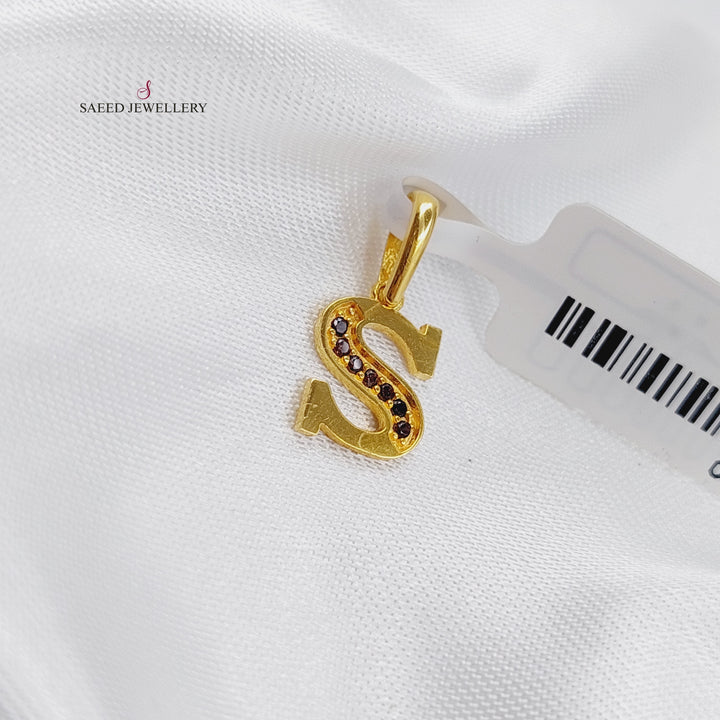 21K Gold S Letter Pendant by Saeed Jewelry - Image 1