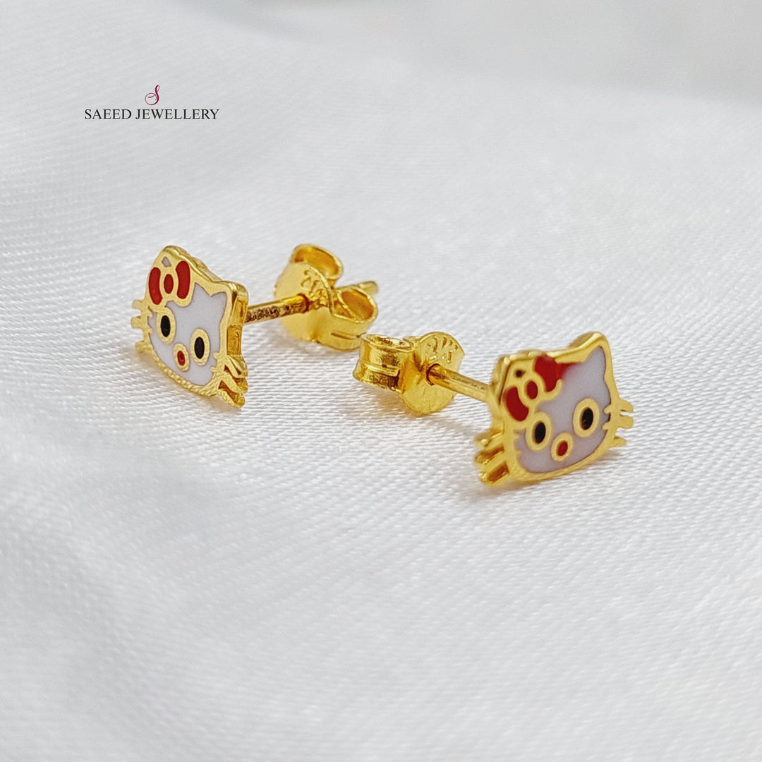 21K Gold Screw Earrings by Saeed Jewelry - Image 3