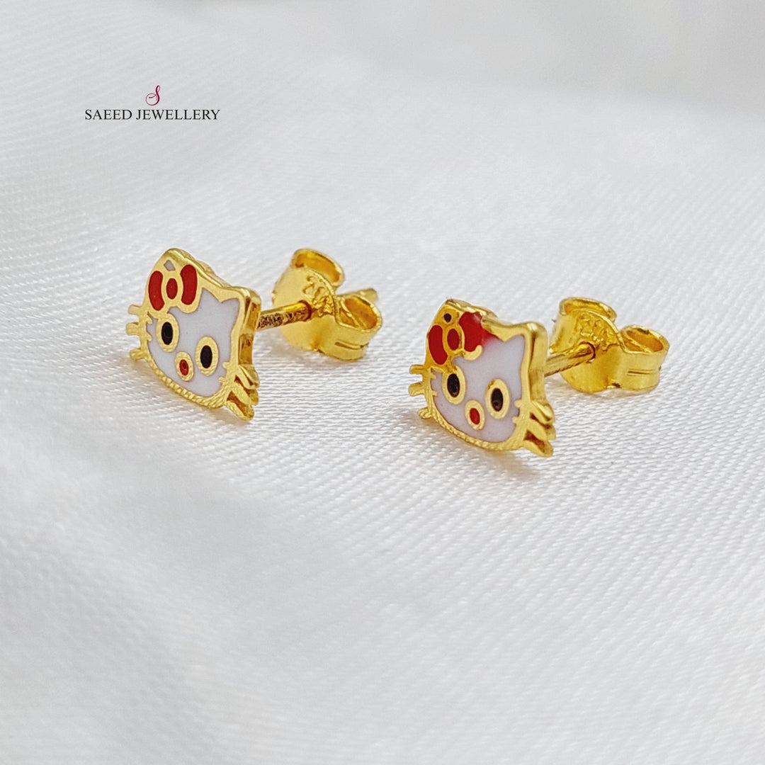 21K Gold Screw Earrings by Saeed Jewelry - Image 1