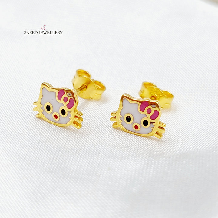 21K Gold Screw Earrings by Saeed Jewelry - Image 1