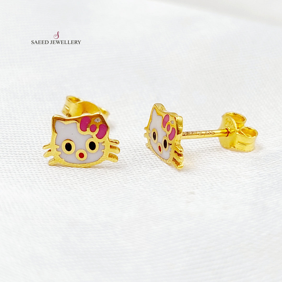 21K Gold Screw Earrings by Saeed Jewelry - Image 2