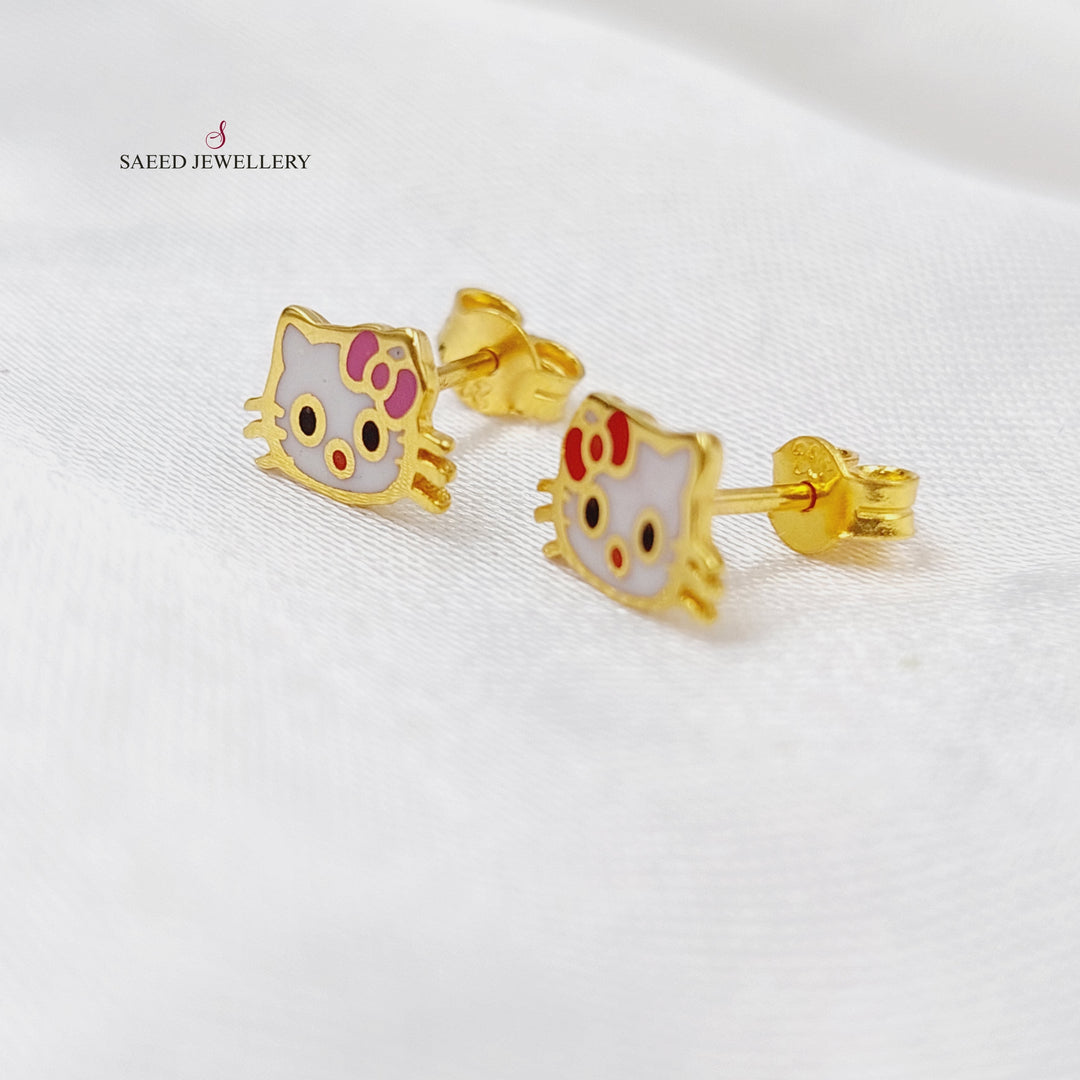21K Gold Screw Earrings by Saeed Jewelry - Image 2