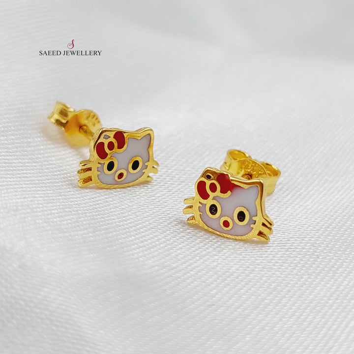 21K Gold Screw Earrings by Saeed Jewelry - Image 1