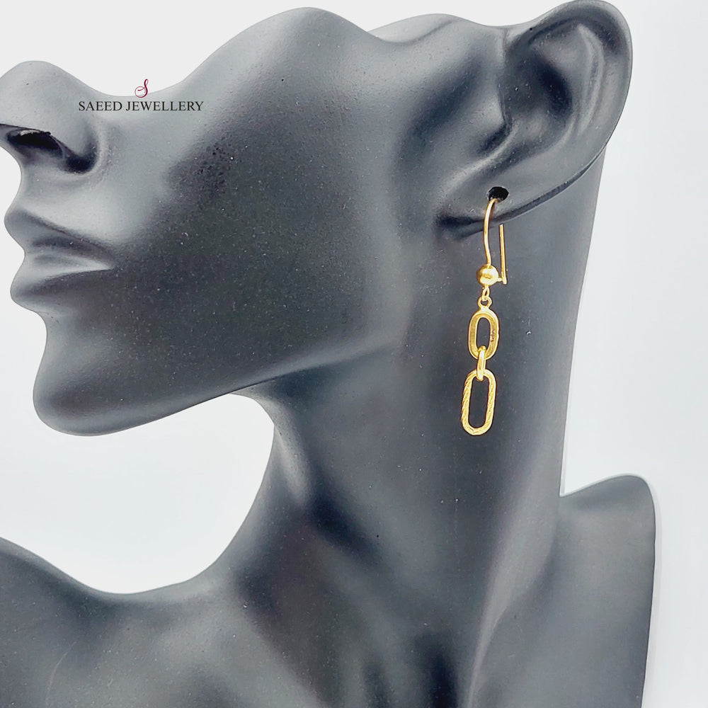 21K Gold Shankle Earrings by Saeed Jewelry - Image 2