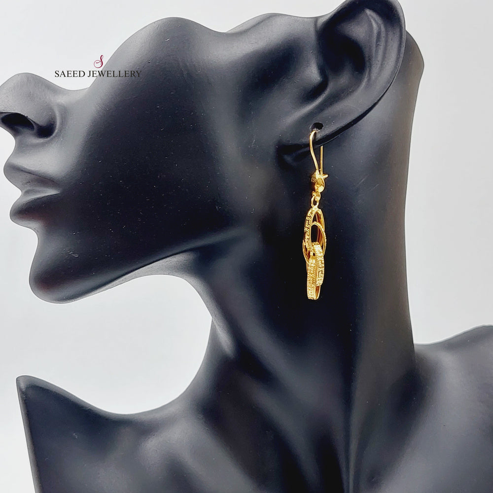 21K Gold Shankle Earrings by Saeed Jewelry - Image 2