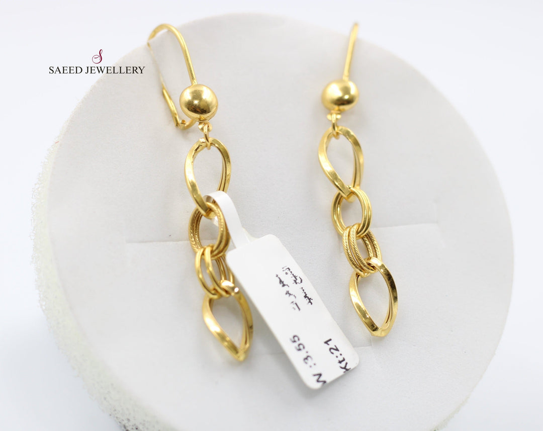 21K Gold Shankle Earrings by Saeed Jewelry - Image 1