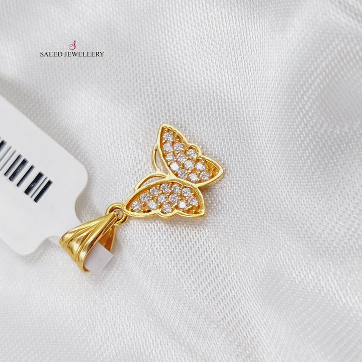 21K Gold Small Butterfly Pendant by Saeed Jewelry - Image 2