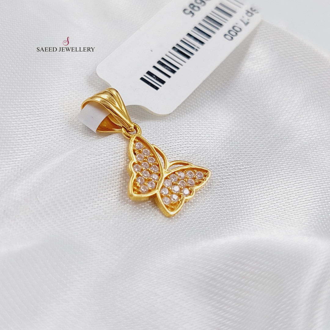 21K Gold Small Butterfly Pendant by Saeed Jewelry - Image 3