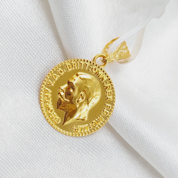 21K Gold Small English Lira Pendant by Saeed Jewelry - Image 1