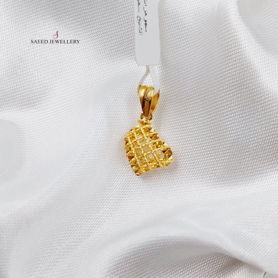 21K Gold Small Heart Pendant by Saeed Jewelry - Image 3