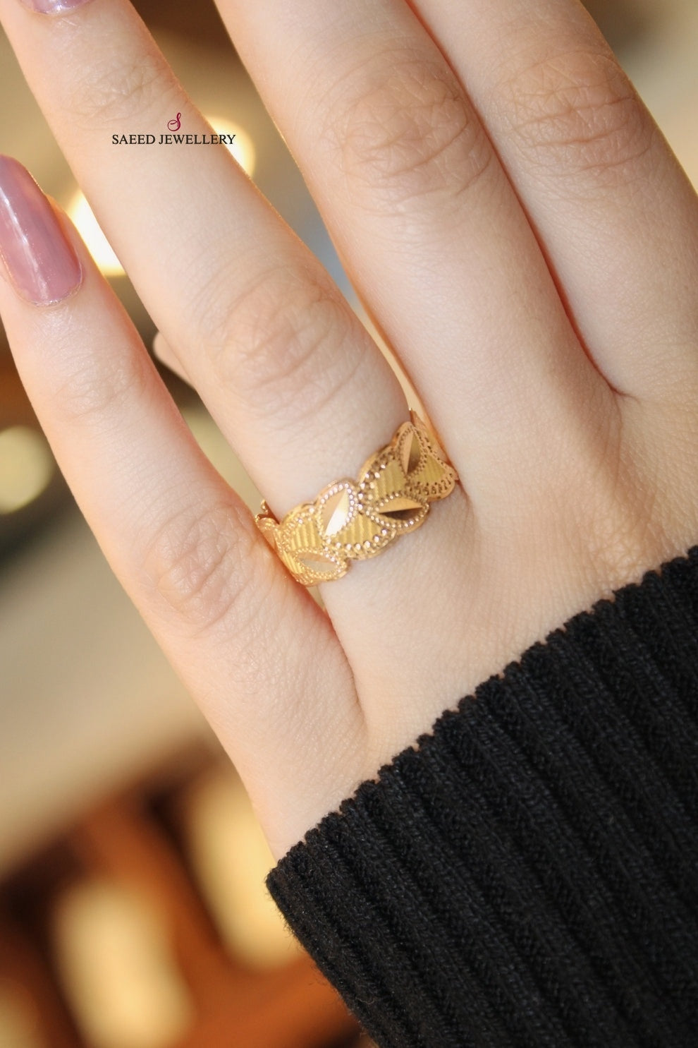 21K Gold Spike Wedding Ring by Saeed Jewelry - Image 3