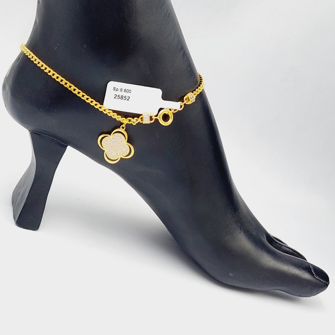 21K Gold 21K Clover Anklet by Saeed Jewelry - Image 3